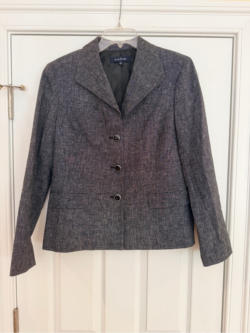 Ladies Size 12 "Evan Picone" Heathered Gray Blazer GUC